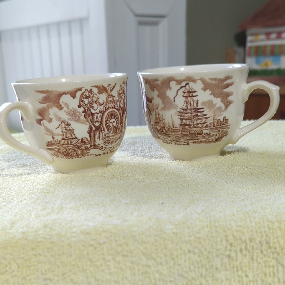 Vintage ENGLAND sailors Farewell Ceramic Mugs BEAUTIFUL!!!